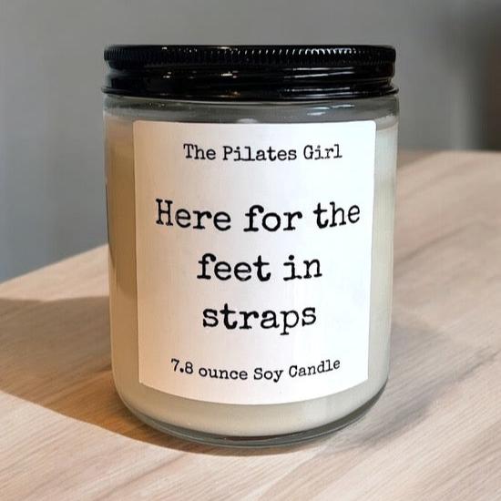 Here for feet in straps soy candle