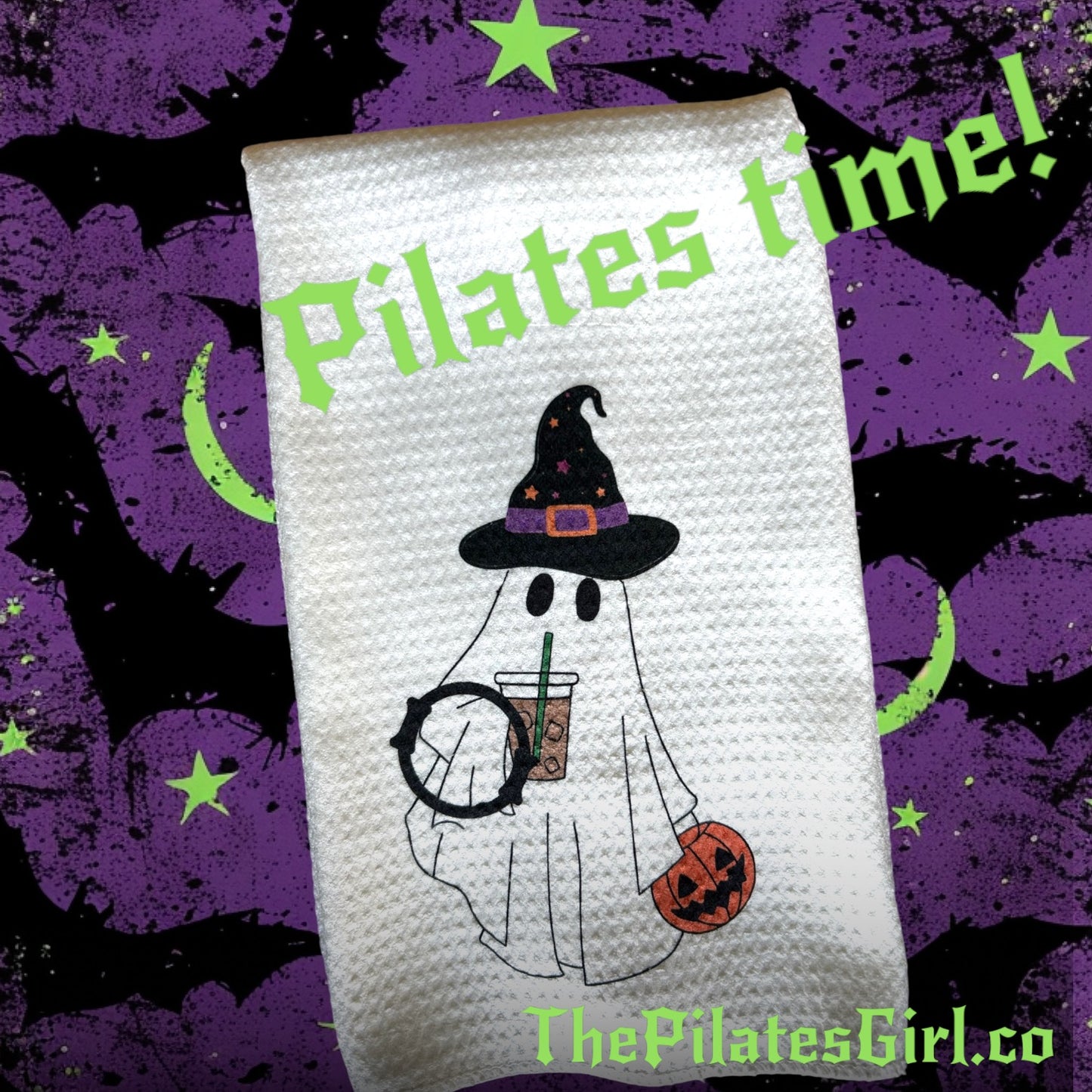 Pilates Before coffee is spooky towel. Pilates Witch, Pilates Halloween towel,  Pilates gifts