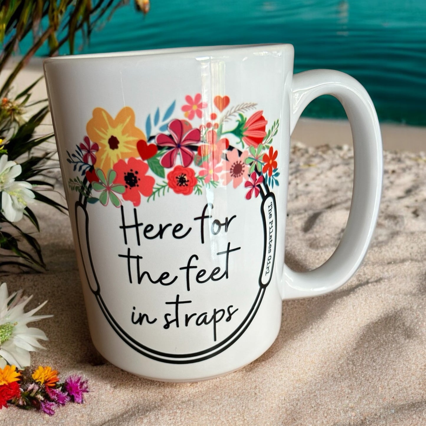 Here For Feet In Straps Floral Ring Mug