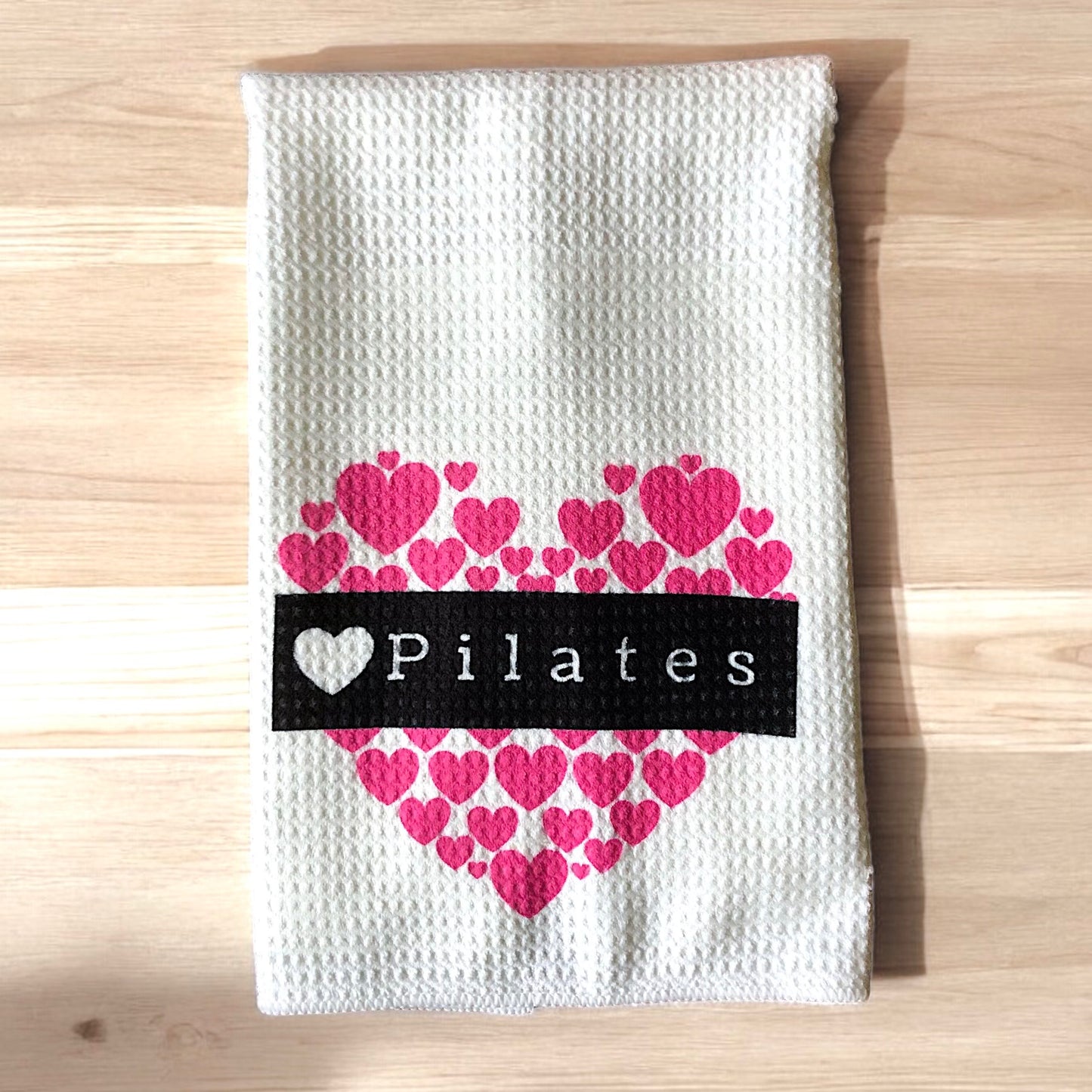 Pilates Towels set of 4, Heard There Would be Feet in Straps, Plank you for being a friend, Pilates Heart, Spring it on waffle weave towel set, pilates gifts