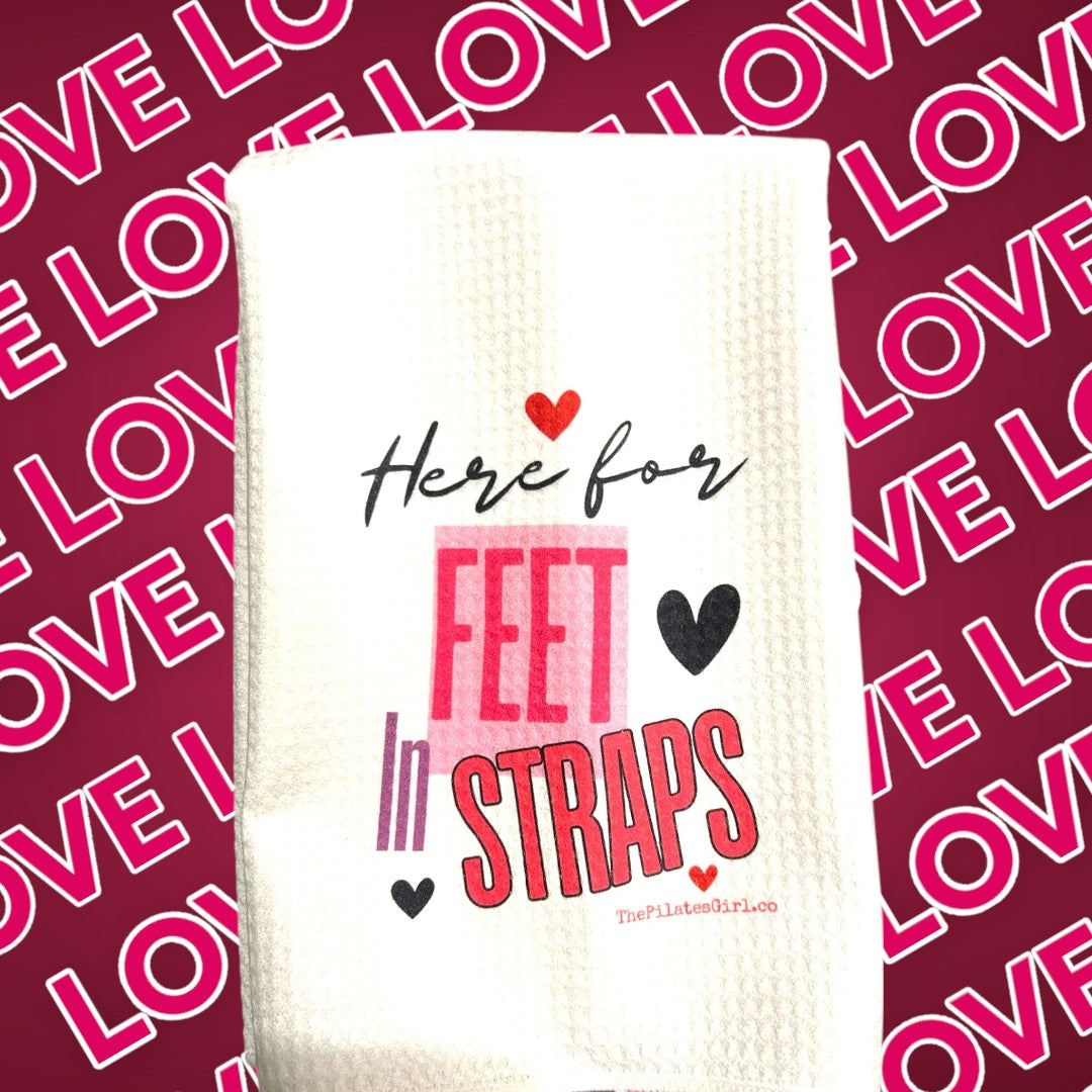 here for feet in straps towel, Pilates reformer, Pilates gifts