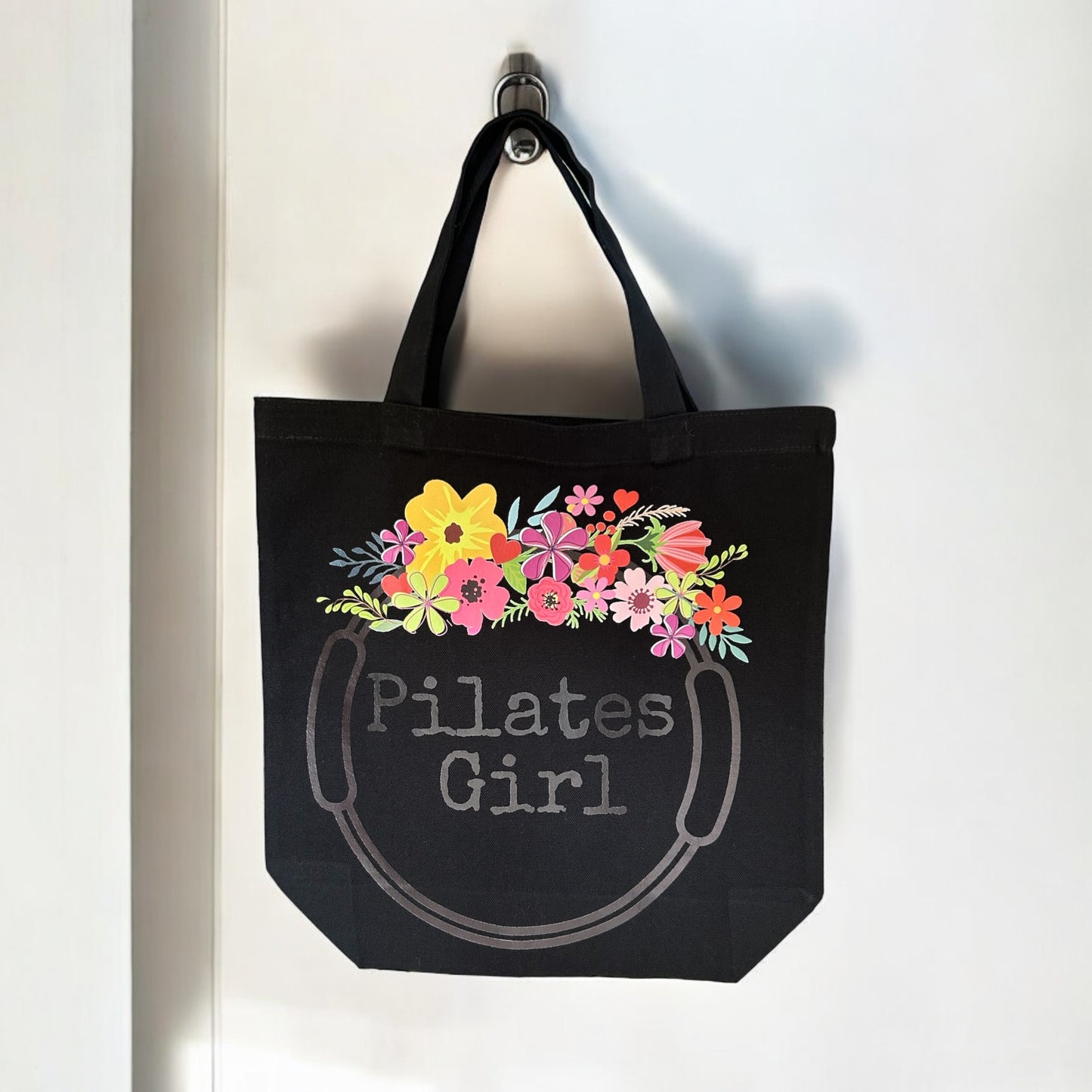 Pilates Girl Floral Canvas Tote
