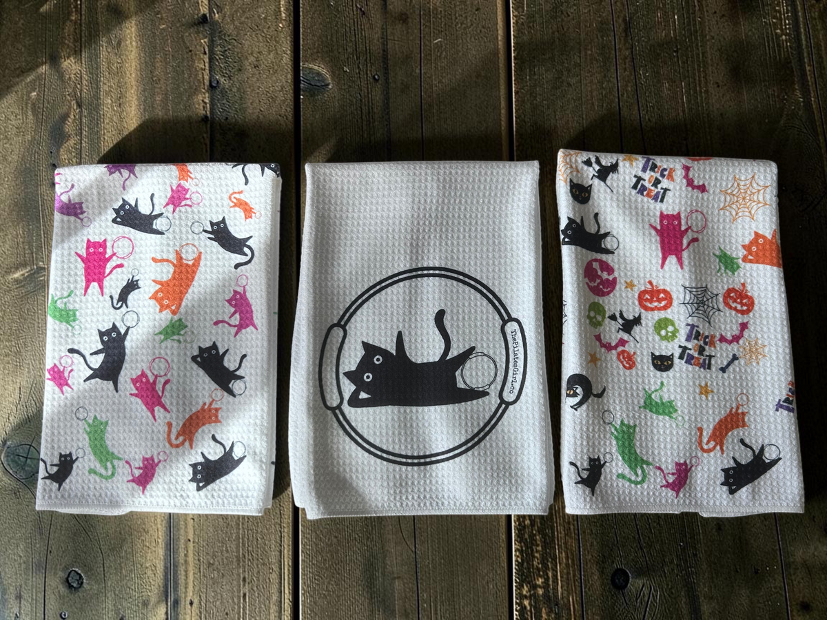 Halloween Pilates cat towel set,  Cat Pilates towels | ThePilatesGirl