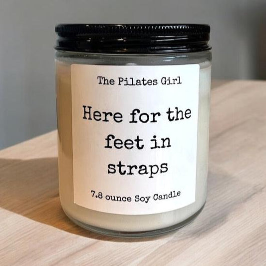 Here for feet in straps soy candle