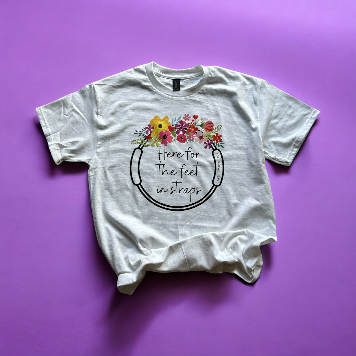 Here for the Feet in Straps Floral T-Shirt - Pilates Apparel | ThePilatesGirl