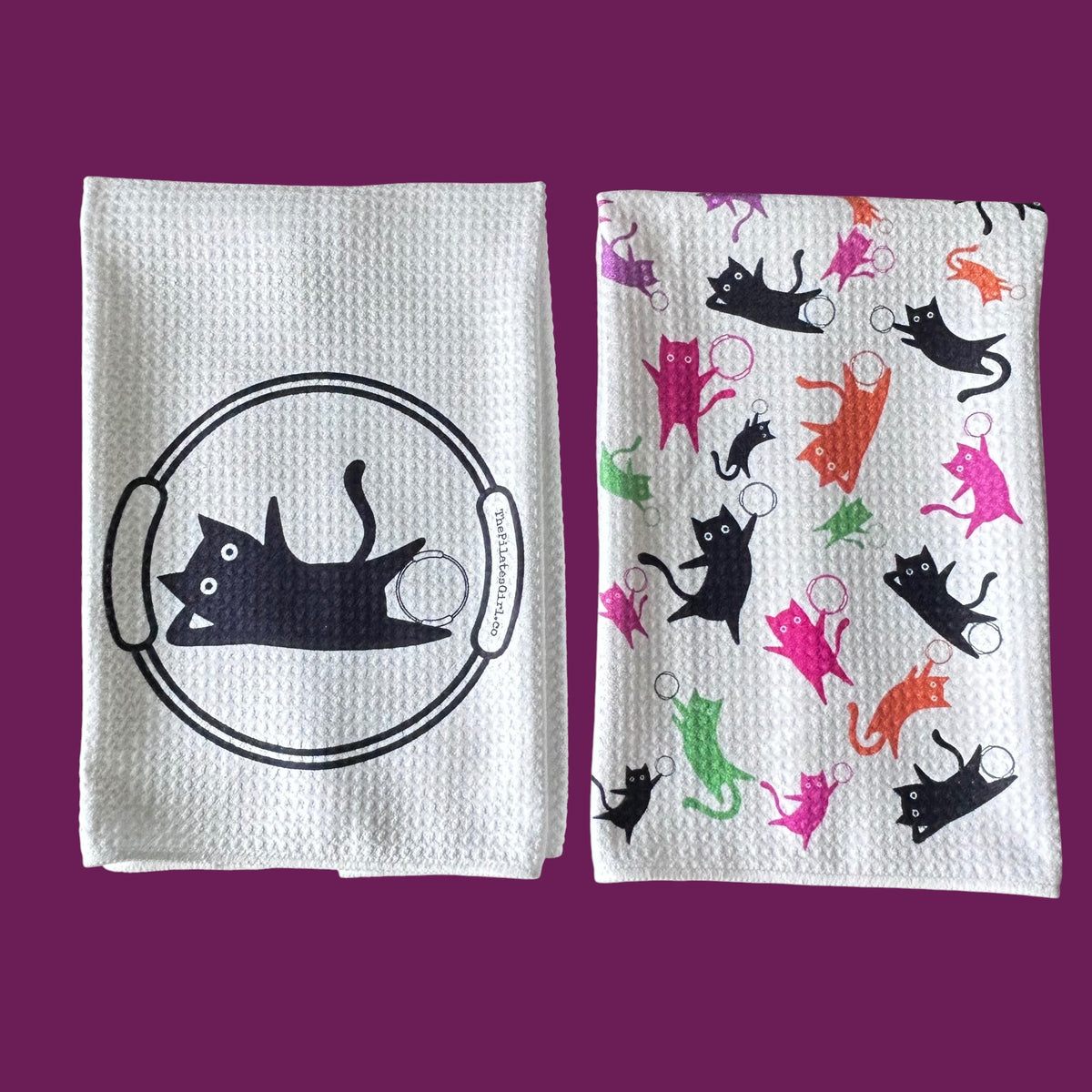 Pilates Cat towel set, Fun Pilates towel set, Cat & Pilates ring towel | ThePilatesGirl