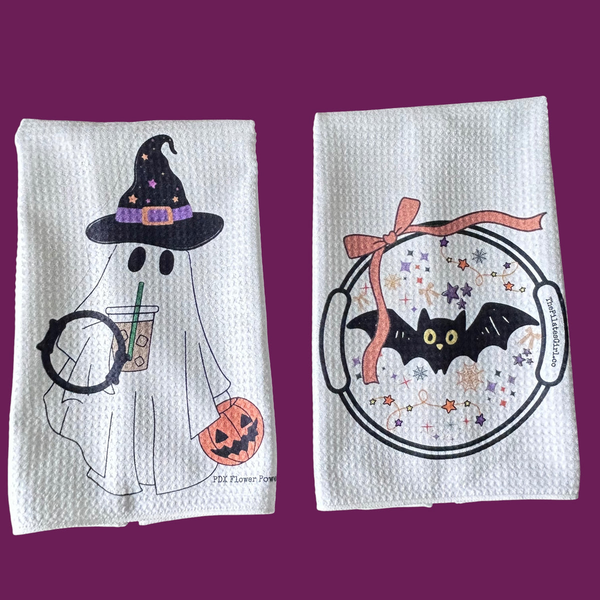 Pilates ghost & Pilates ring bat towel set, Fun Pilates towel set, Halloween Pilates towel | ThePilatesGirl