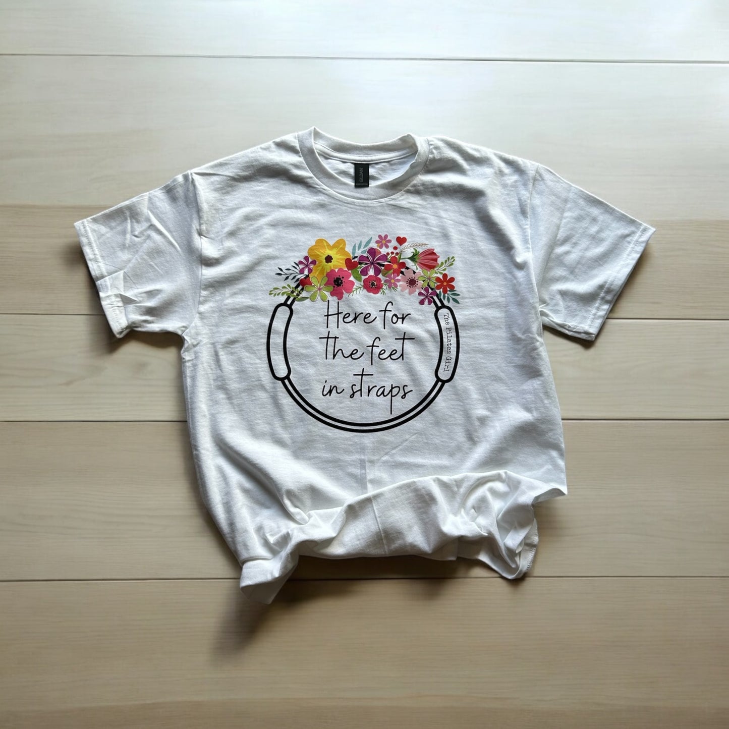 ‘Here for the Feet in Straps’ Floral t-shirt