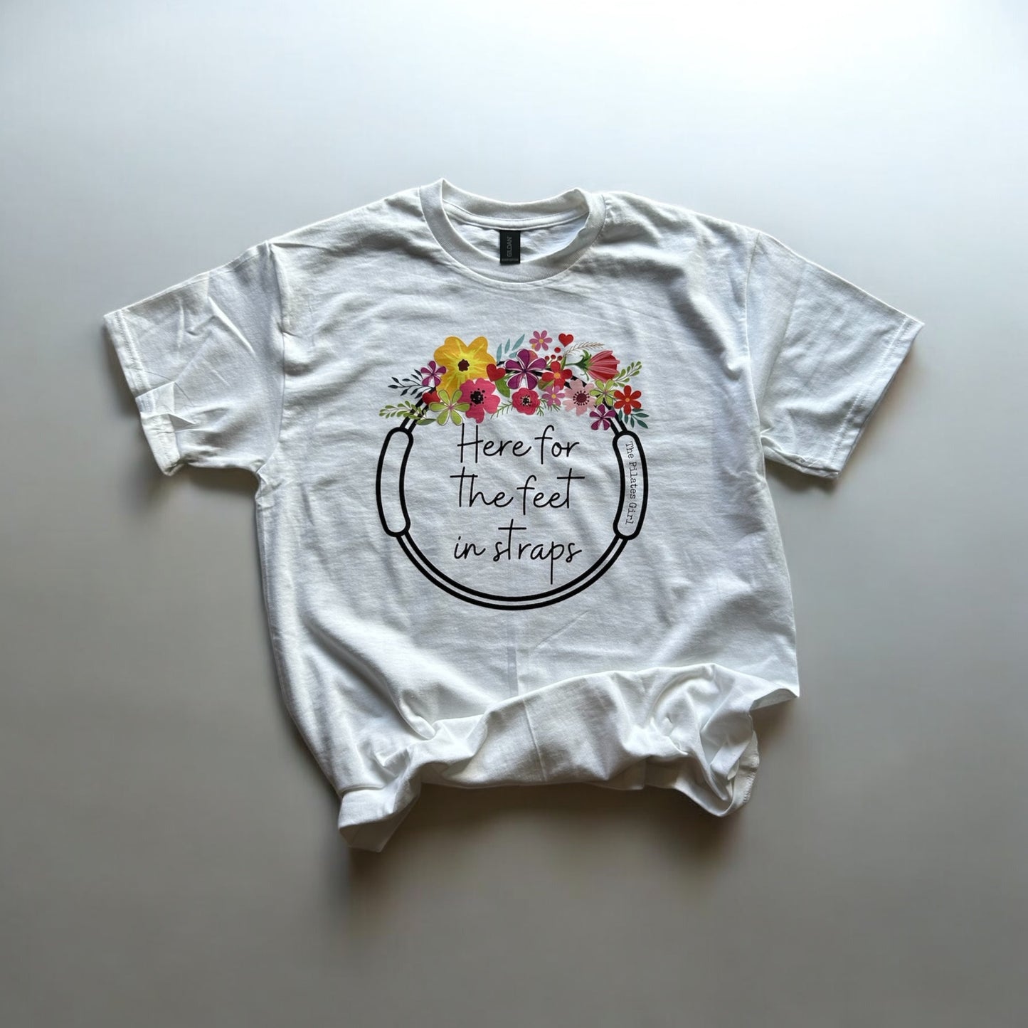 ‘Here for the Feet in Straps’ Floral t-shirt