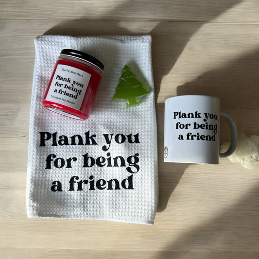 Plank you for being a friend gift set, Pilates gifts, gym friends.