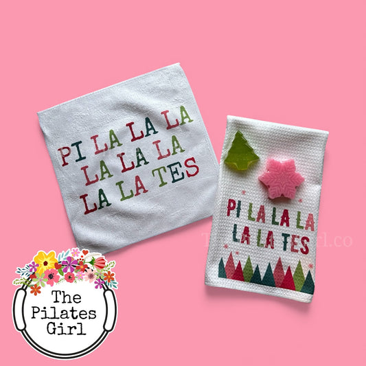 Pi la la la holiday towel and soap set, Holiday Pilates gift set