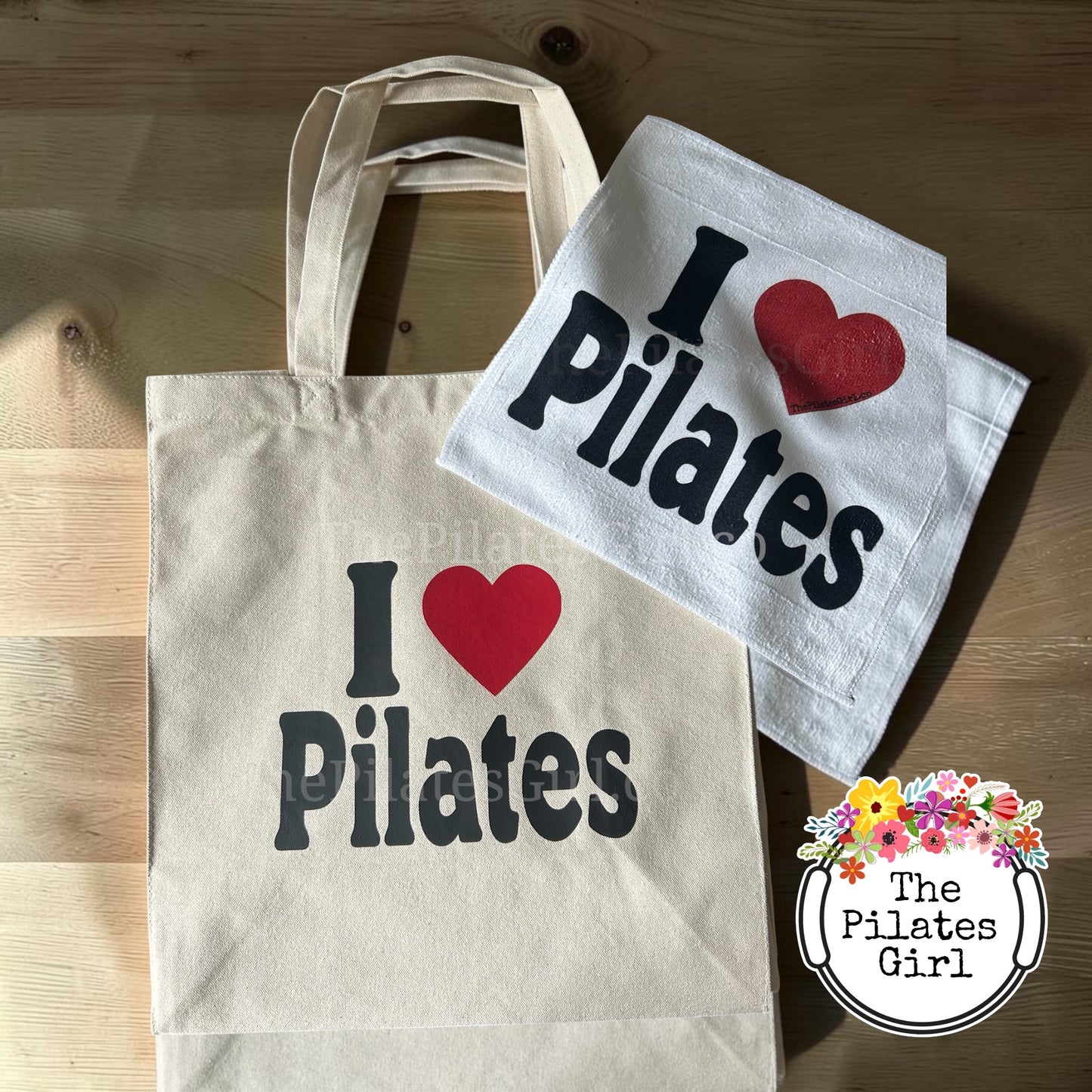 I love Pilates Canvas Tote and Towel - Fitness Bag gym towel| ThePilatesGirl
