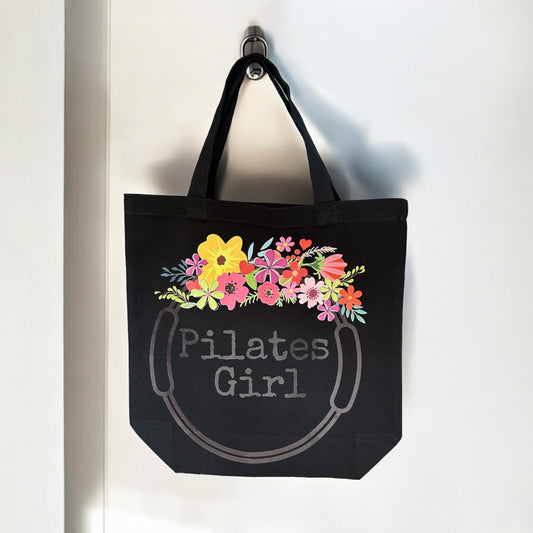 Pilates Girl Floral Canvas Tote